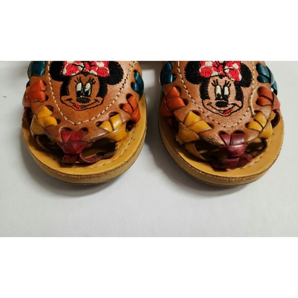 Huarache Girl's Leather Sandals Size 6C Hand-Made Embroidered Multicolor Mouse - Picture 2 of 6